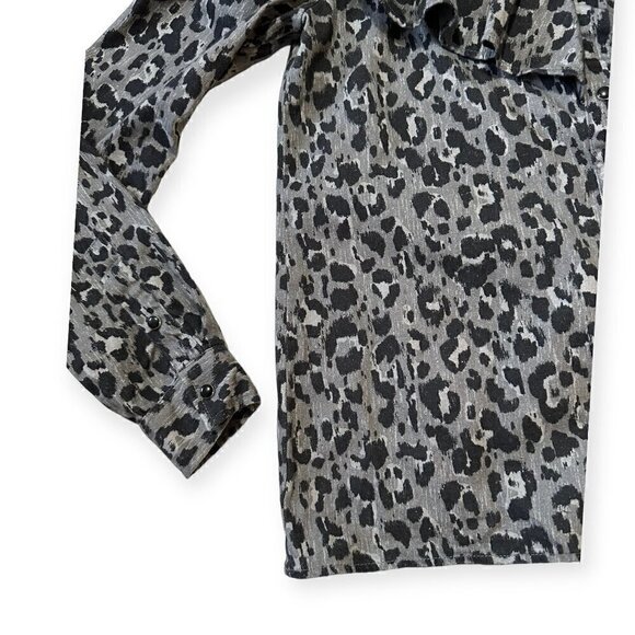 SEZANE MATTY GREY AND BLACK LEOPARD PRINT SHIRT SIZE FR 34/US2 - Picture 10 of 14